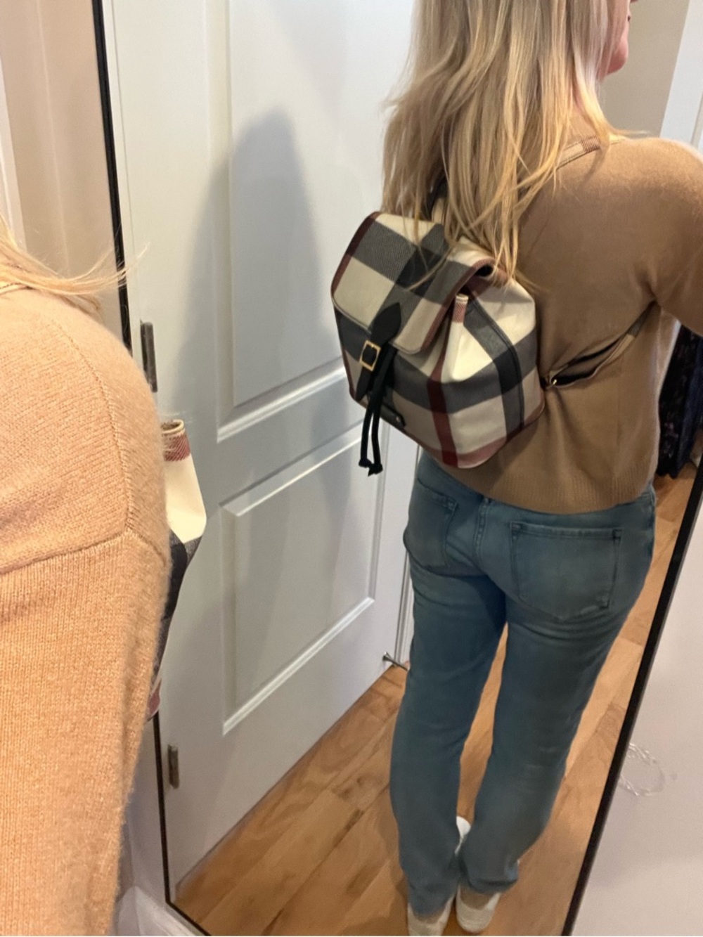 Burberry of Japan Exclusive Blue Label Crestbridge Check Canvas Backpack - NWOT - Picture 2 of 16